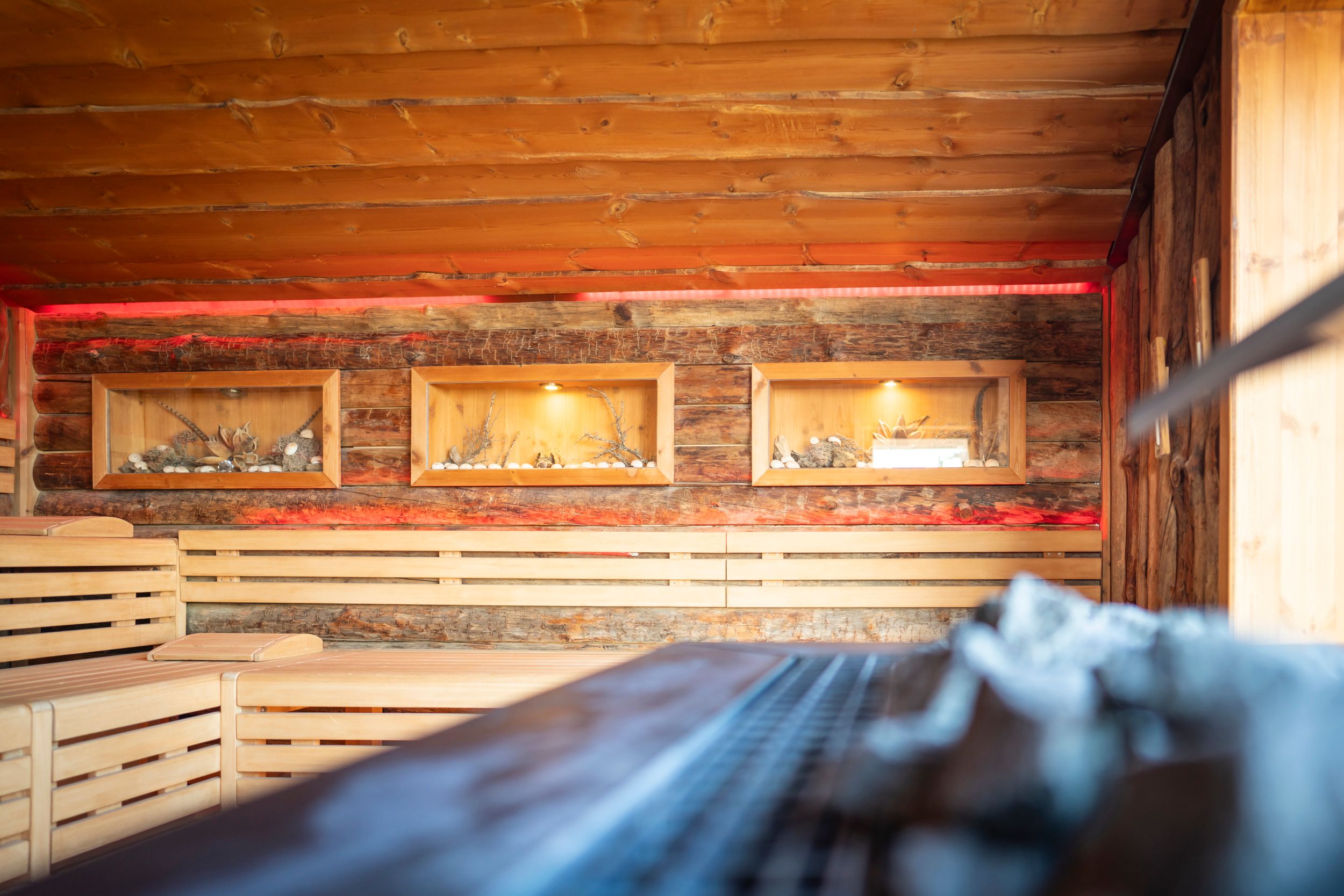 Die Dünensauna im DünenSpa im Meerestied auf Spiekeroog von innen.